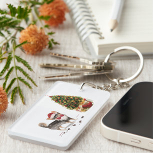 Llavero Árbol de perros divertido de Navidades graciosos d