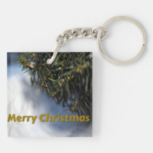 Llavero Árbol de pinos navideños y nieve