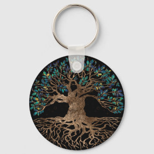 Llavero Árbol de vida - Ornamento Yggdrasil de oro y már