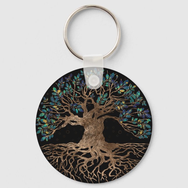Llavero Árbol de vida - Ornamento Yggdrasil Golden y Marbl (Anverso)