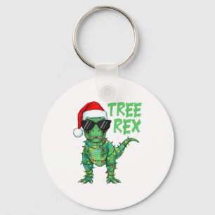Llavero Árbol Divertido Rex Dinosaurio de Navidad Sombrero