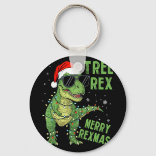 Llavero Árbol Divertido Rex Dinosaurio de Navidad Sombrero