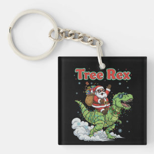 Llavero Árbol Divertido Rex Santa Montando Dinosaurio T-Re