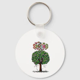 Llavero Árbol florecido de primavera gráfico artístico 