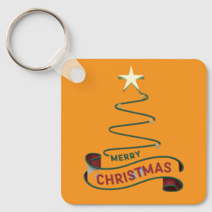 Llavero Árbol minimalista de navidad con diseño de estrell