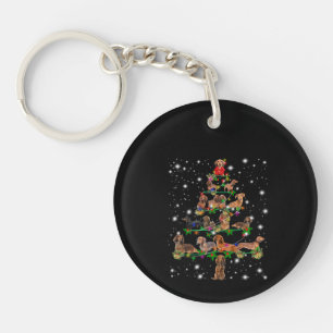 Llavero Árbol navideño de Dachshund cubierto por linterna
