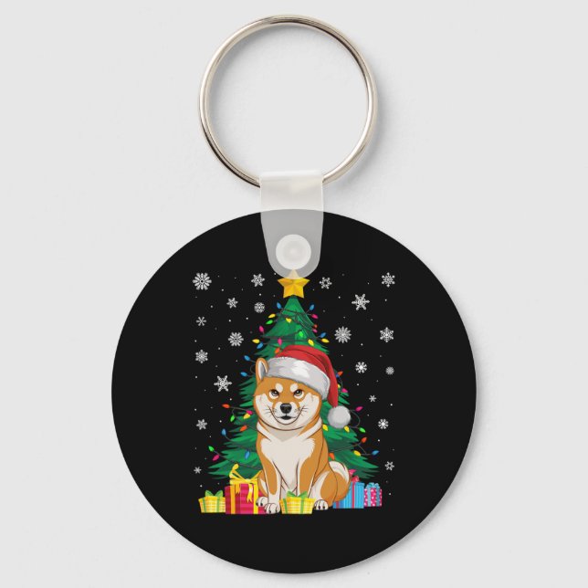 Llavero Árbol navideño fea dulce ilumina Shiba Inu Dog S (Anverso)