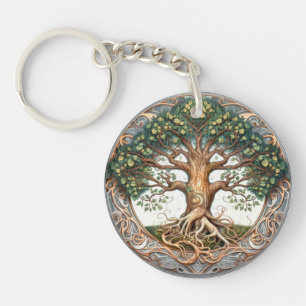 Llavero Árbol pagano verde de la vida acrílico