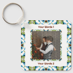 Llavero Árbol personalizado verde invierno azul Navidad Fo