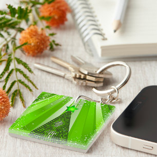 Llavero Árbol verde de Navidad moderno con estrella