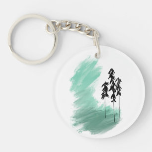 Llavero Árbol verde escandinavo arte simple menta moderna