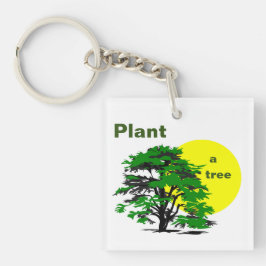 Llavero Árbol verde y sol amarillo, plantar un árbol