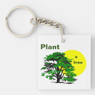 Llavero Árbol verde y sol amarillo, plantar un árbol