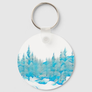 Llavero Árboles azules nevados