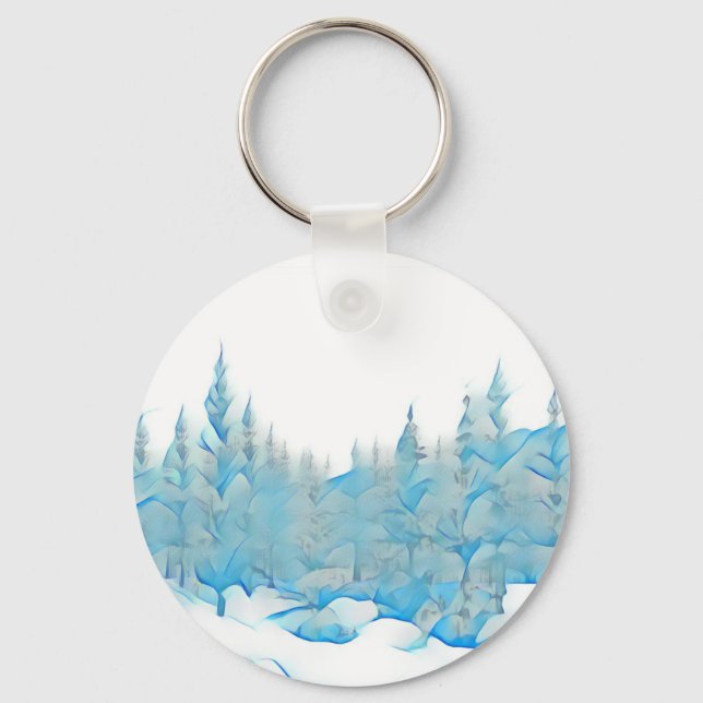 Llavero Árboles azules nevados (Anverso)