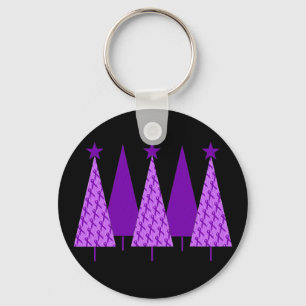 Llavero Árboles de navidad - cinta de la púrpura de
