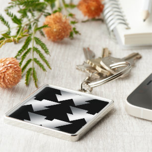 Llavero Árboles de Navidad negros en plata