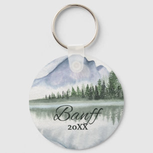 Llavero Árboles personalizados del lago de montaña de Banf