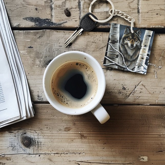 Llavero Árboles populares del lobo de madera alfa (Subido por el creador)