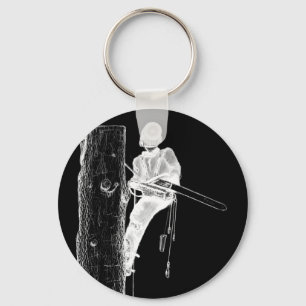 Llavero Arborista del cirujano de árbol en la motosierra