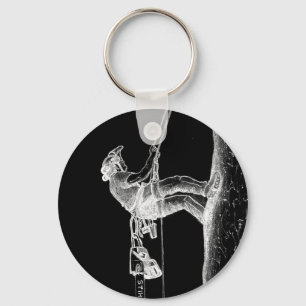 Llavero Arborista del cirujano de árbol en la motosierra