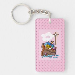 Llavero Arca de Noé personalizable para bautizo de bebé, n