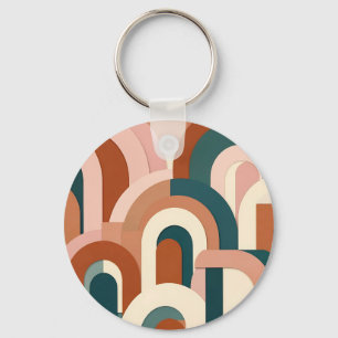 Llavero Arco geométrico moderno de terracota rosa azul ver