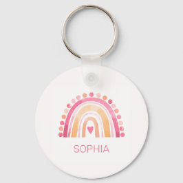 Llavero Arcoiris, color de agua rosado boho