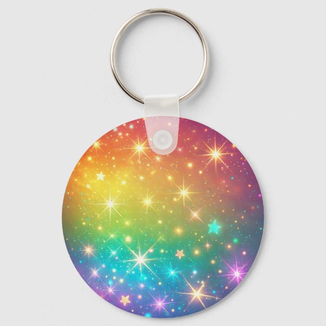 Llavero Arcoíris colorido estrella espacio (Anverso)