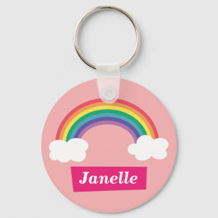 Llavero Arcoiris colorido y nubes, para niñas