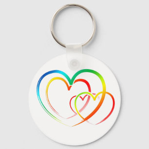 Llavero Arcoíris de Amor Bodas Corazones, Azul, Verde, Roj