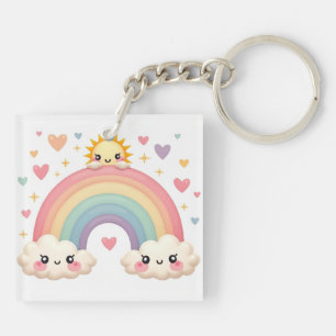 Llavero Arcoíris de Amor – Corazones Kawaii