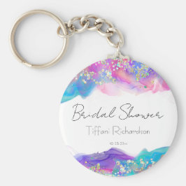 Llavero Arcoíris Divertido Moderno Tinta Alcohol Glitter D