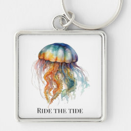 Llavero Arcoiris marea medusa: Arte acuarela