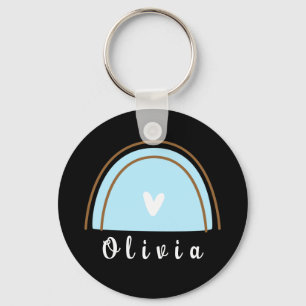 Llavero Arcoiris minimalista de Boho con nombre personaliz