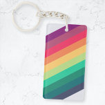 Llavero Arcoiris moderno | Orgullo colorido LGBT Orgullo G<br><div class="desc">Un hermoso diseño arcoiris con colores audaces rayados diagonales de color púrpura, rosa, naranja, amarillo, verde y azul, inspirados en la esperanza y el amor. ¡El símbolo perfecto para crear conciencia sobre lo correcto de los LGBT y celebrar el orgullo gay, o para cualquiera que ame este adorable diseño de...</div>