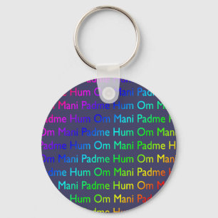 Llavero Arcoiris Om Mani Padme Hum en morado