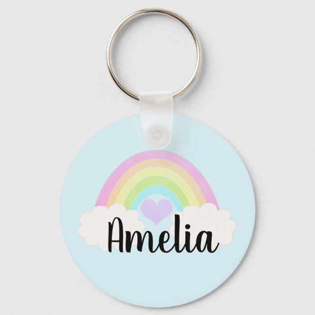 Llavero Arcoiris Pastel personalizado (Anverso)
