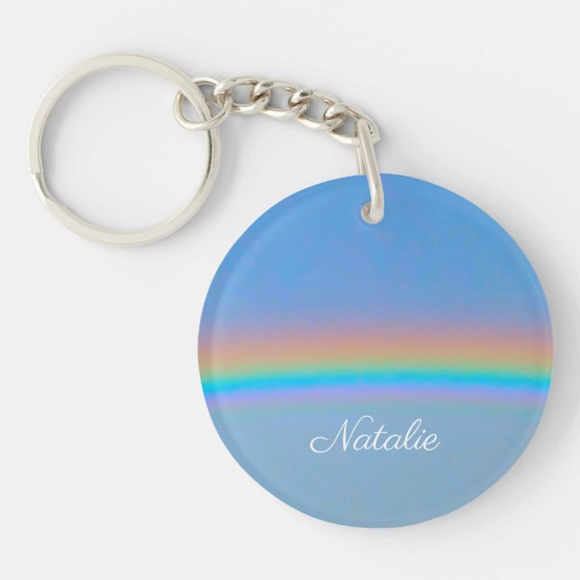 Llavero Arcoiris real natural personalizado (Frente)