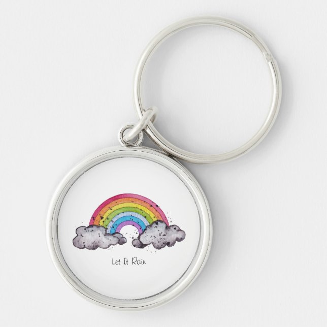 Llavero Arcoiris Y Nubes De Cuadros (Frente)