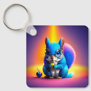 Llavero Ardilla Azul Comiendo Una Fruta