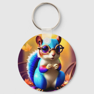 Llavero Ardilla azul suave con gafas