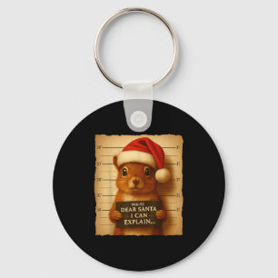 Llavero Ardilla divertida de Navidad - Gorro de Santa de a