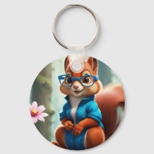 Llavero Ardilla pura en la rama del árbol