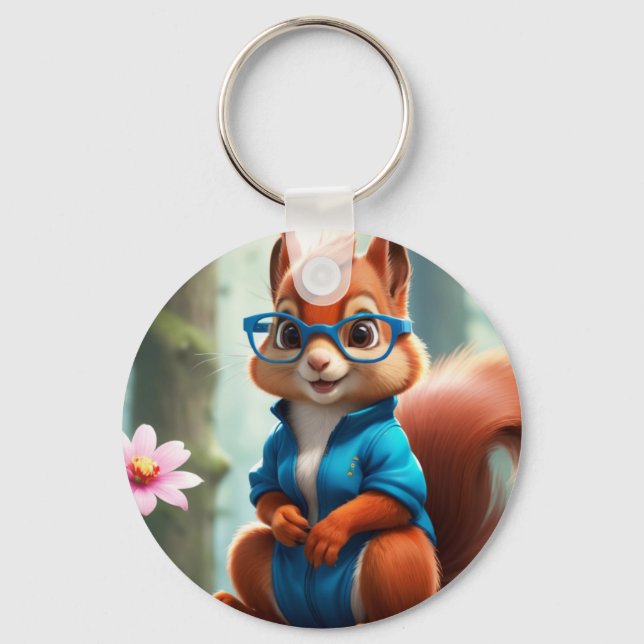 Llavero Ardilla pura en la rama del árbol (Anverso)