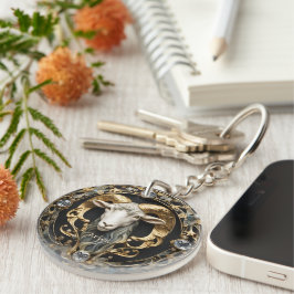 Llavero Aries Ram, Diamante y Oro Personalizados
