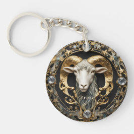 Llavero Aries Ram, Diamante y Oro Personalizados