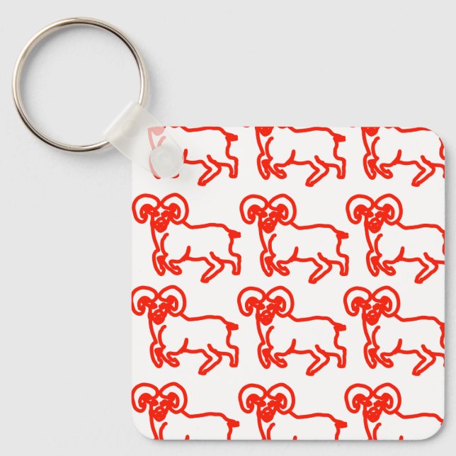 Llavero Aries Ram Keychain – Minimal Zodiac Animal Outline (Anverso)