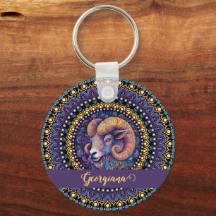 Llavero Aries Zodiac Dot Mandala
