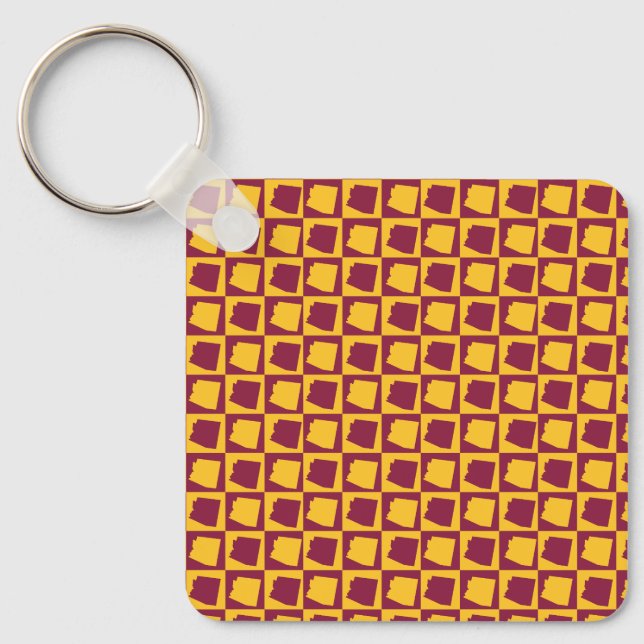 Llavero Arizona Geometric Maroon and Gold Pattern (Anverso)